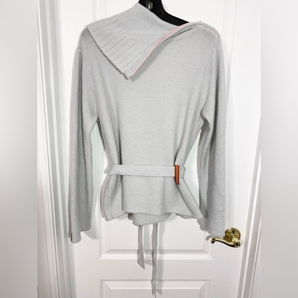 90s Koperhaus Mohair Wool Blend Belted Sweater HONG KONG MADE Vintage Blue L - Picture 2 of 11